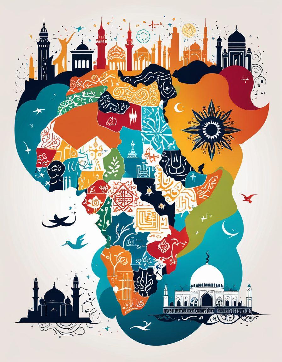 A dynamic illustration capturing the essence of adult content emerging in Arabic commerce. Showcase an abstract map of the Arab world, with vibrant icons representing digital platforms, intertwined with traditional motifs. Include contrasting elements of modern technology and cultural heritage to reflect the blend of old and new. The atmosphere should convey a sense of progress and debate, with engaging visuals of diverse individuals interacting online. vibrant colors. vector art. cultural motifs.